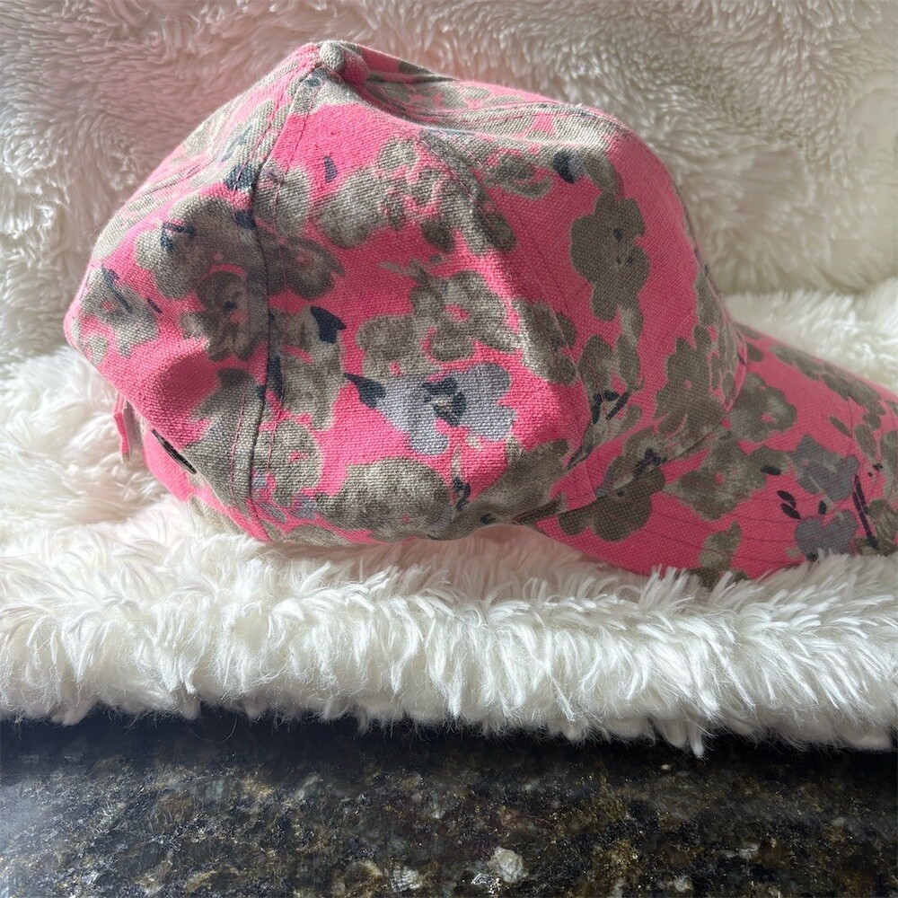 Vince Camuto Baseball Cap Womens One Size Pink Gray Floral Adjustable Hat - Picture 2 of 6
